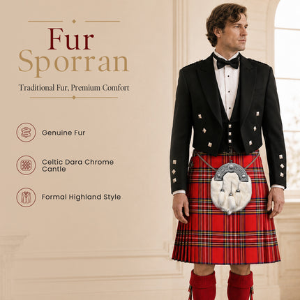 Formal White Rabbit Formal Sporran with Celtic Dara Cantle