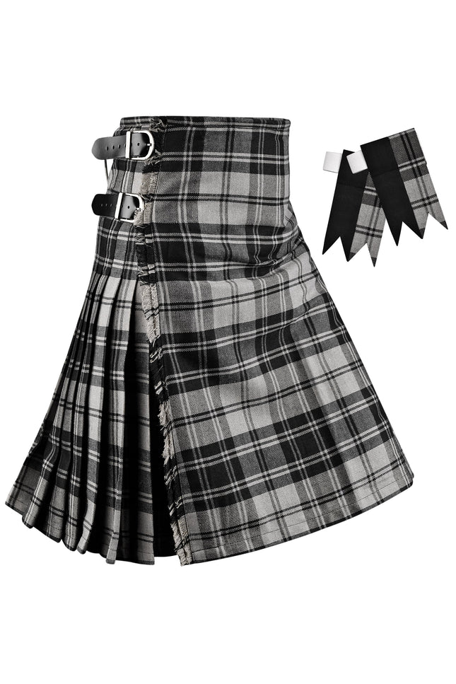 Kilt for Men I Grey Douglas Tartan Kilt Polyviscose 8 Yard Traditional Men Kilt | Big & Tall