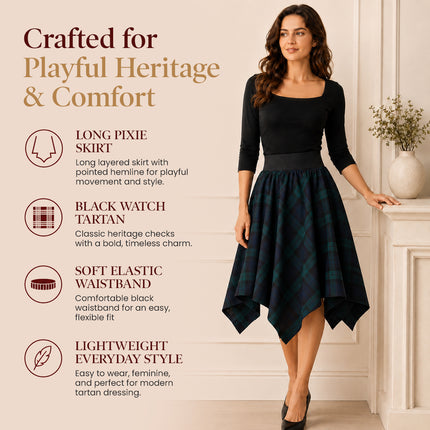 Women's Twilight Long Pixie Skirt | Black Watch