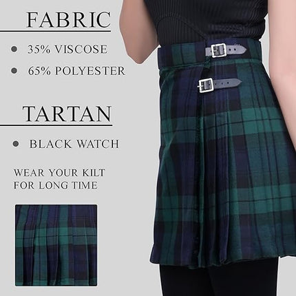 Woman Plaid Kilt - Black Watch Tartan Kilt - Premium Quality & Timeless Style | Big & Tall