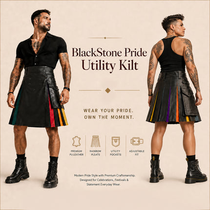 Blackstone Pride Utility Kilt | Unisex PU Leather