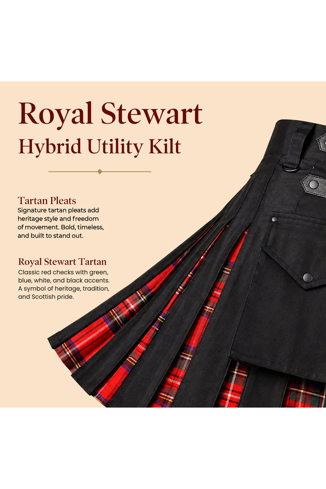Royal Stewart Hybrid Utility Kilt for Men  - Traditional Style with Modern Functionality