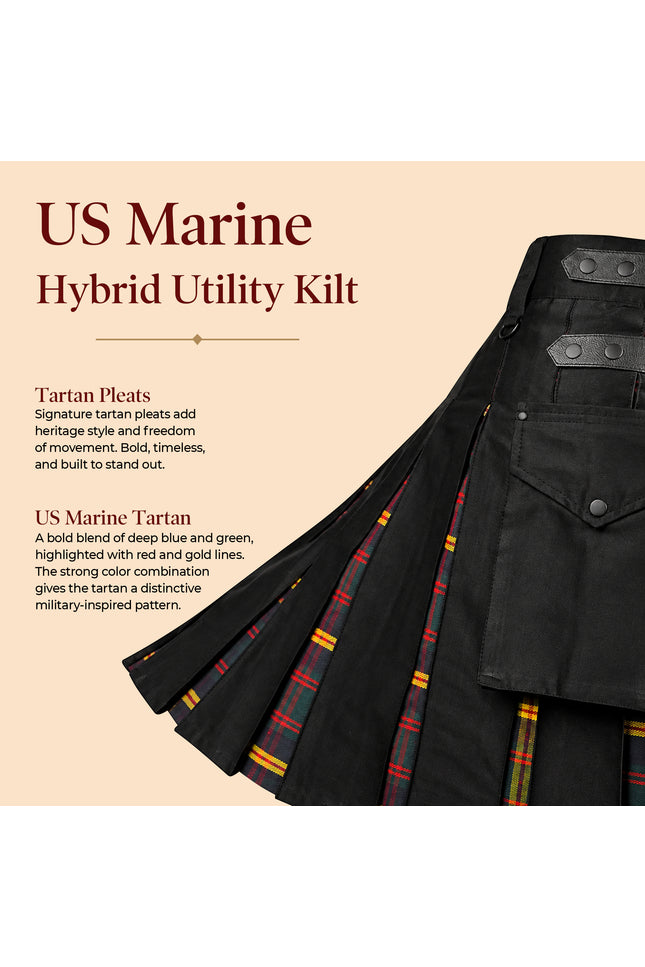 US Marine Corps - Leathernecks Hybrid Utility Kilt for Men  - Traditional Style with Modern Functionality | Big & Tall