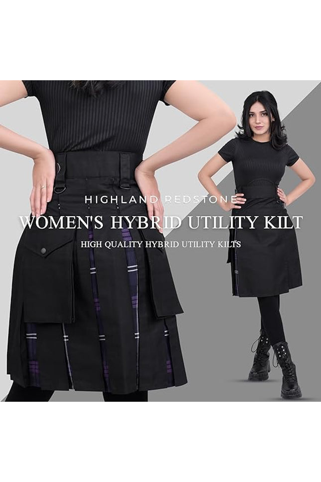 Women's Hybrid Utility Kilt Black| Heritage of Scotland | Big & Tall