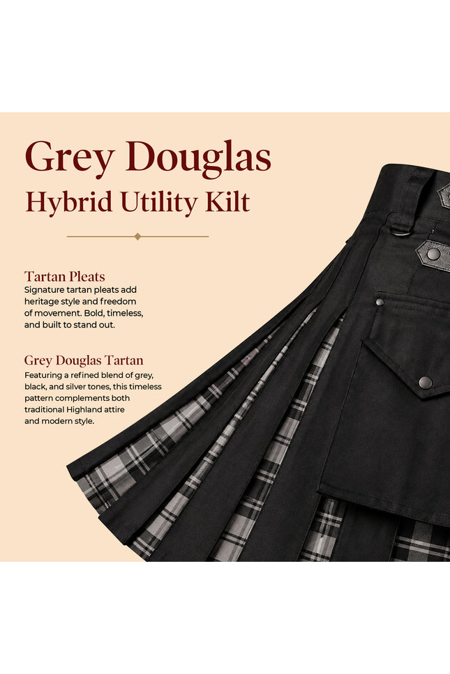 Grey Douglas Hybrid Utility Kilt for Men  - Traditional Style with Modern Functionality
