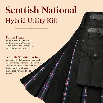 Scottish National Hybrid Utility Kilt for Men - Traditional Style with Modern Functionality | Big & Tall