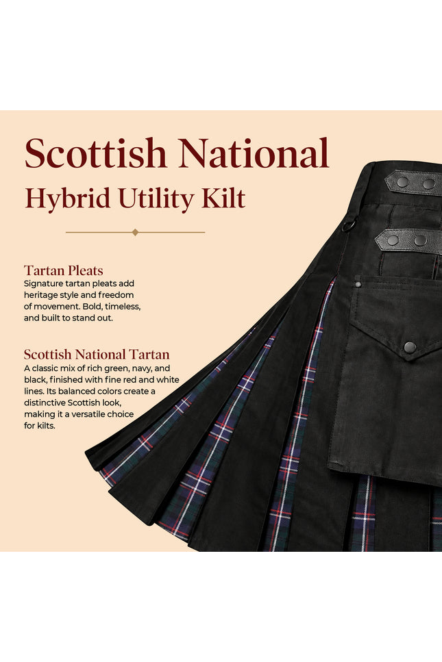 Scottish National Hybrid Utility Kilt for Men - Traditional Style with Modern Functionality | Big & Tall