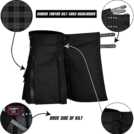 Grey Highlander Hybrid Utility Kilt for Men - Traditional Style with Modern Functionality | Big & Tall
