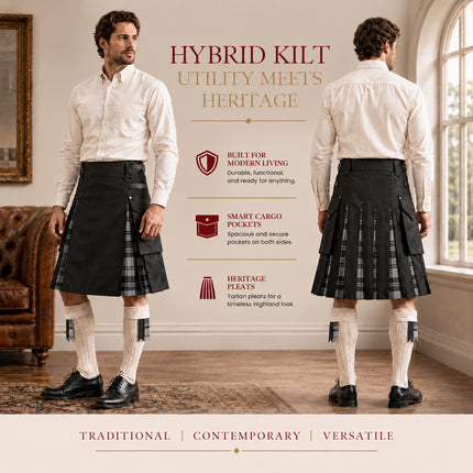 Grey Douglas Hybrid Utility Kilt for Men  - Traditional Style with Modern Functionality