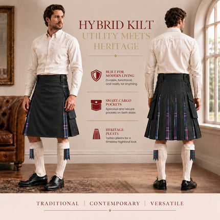 Scottish National Hybrid Utility Kilt for Men - Traditional Style with Modern Functionality | Big & Tall