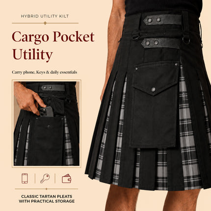 Grey Douglas Hybrid Utility Kilt for Men  - Traditional Style with Modern Functionality