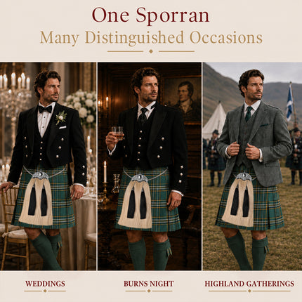 Full Dress Horse Hair Sporran with Thistle Leaf Cantle