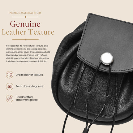 Rob Roy Leather Sporran | Black