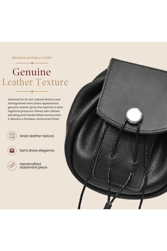Rob Roy Leather Sporran | Black