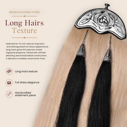 Full Dress Horse Hair Sporran with Celtic Chrome Cantle