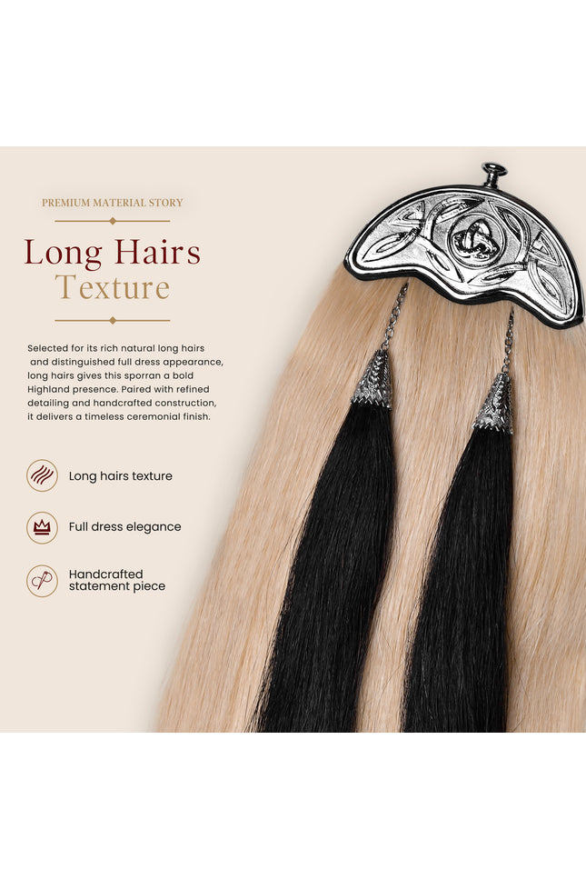 Full Dress Horse Hair Sporran with Celtic Chrome Cantle