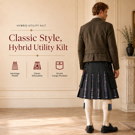 Scottish National Hybrid Utility Kilt for Men - Traditional Style with Modern Functionality | Big & Tall