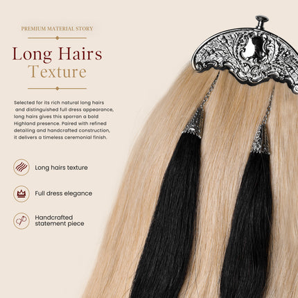Full Dress Horse Hair Sporran with Thistle Leaf Cantle