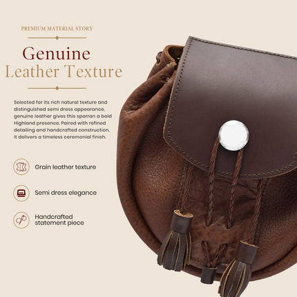 Rob Roy Leather Sporran | Brown