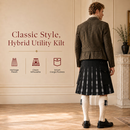 Grey Douglas Hybrid Utility Kilt for Men  - Traditional Style with Modern Functionality