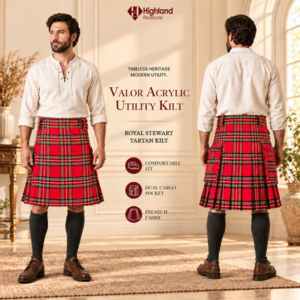 Valor Acrylic Utility Kilt | 16oz Royal Stewart Tartan KIlt