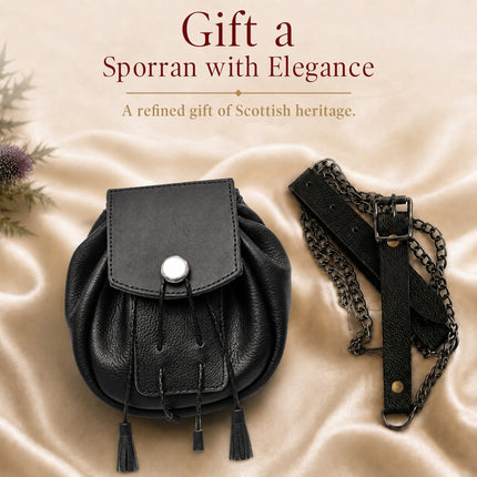 Rob Roy Leather Sporran | Black