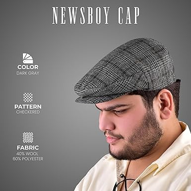 Gatsby Hat Blend Wool Vintage Flat Ivy Cabbie Cap | Charcoal Grey