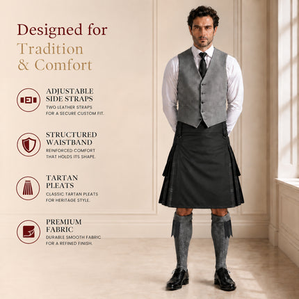 Grey Highlander Hybrid Utility Kilt for Men - Traditional Style with Modern Functionality | Big & Tall