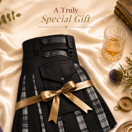 Grey Douglas Hybrid Utility Kilt for Men  - Traditional Style with Modern Functionality