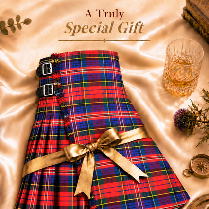 Kilt for Men I Macpherson Red Tartan Kilt Polyviscose 8 Yard Traditional Men Kilt
