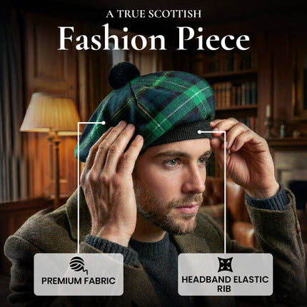 Tam O'Shanter Hat with Pompom | Celtic Tartan