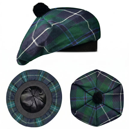 Tam O'Shanter Hat with Pompom | Blue Douglas Tartan