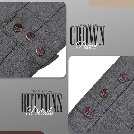 Bold Grey Crail Jacket & Vest - Red Check  -  Italian Tweed Wool | Scottish Formalwear