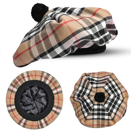 Tam O'Shanter Hat with Pompom | Camel Thomson Tartan