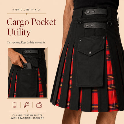 Royal Stewart Hybrid Utility Kilt for Men  - Traditional Style with Modern Functionality
