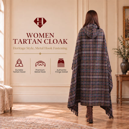 Women Tartan Cloak - Scottish Heritage Weathered