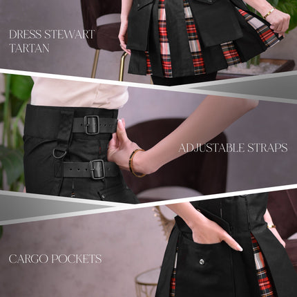 Women's Hybrid Utility Kilt | Dress Stewart Tartan | Big & Tall