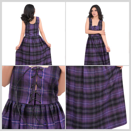 Women's Scottish Highland Dress - Long Tartan Dress | Passion of Scotland Purple