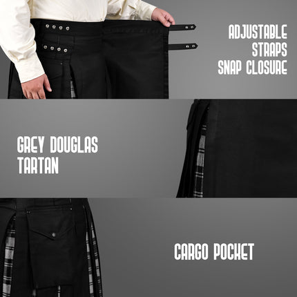 Grey Douglas Hybrid Utility Kilt for Men  - Traditional Style with Modern Functionality