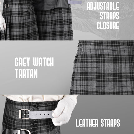 Acrylic Kilt | 16oz Gray Watch Tartan Kilt | Big & Tall