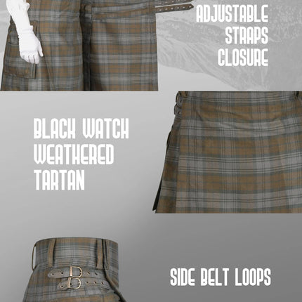 Valor Acrylic Utility Kilt | 16oz Black Watch Weathered Tartan KIlt