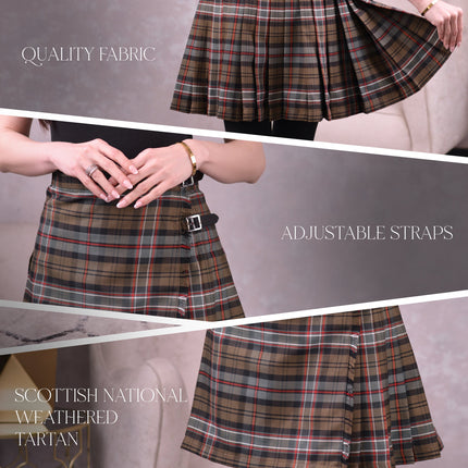 Woman Plaid Kilt - Scottish Heritage Weathered Tartan Kilt - Premium Quality & Timeless Style