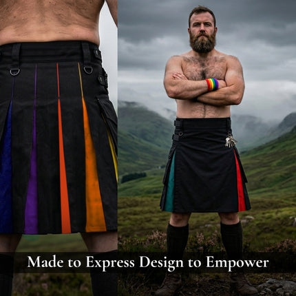 Rainbow Hybrid Utility Kilt for Men - Bold, Stylish and Inclusive Pride Apparel