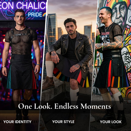 Rainbow Hybrid Utility Kilt for Men - Bold, Stylish and Inclusive Pride Apparel