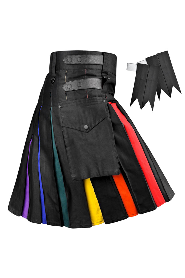 Rainbow Hybrid Utility Kilt for Men - Bold, Stylish and Inclusive Pride Apparel | Big & Tall