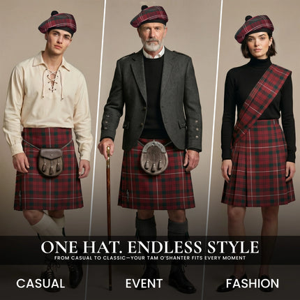 Tam O'Shanter Hat with Pompom | Crawford Tartan