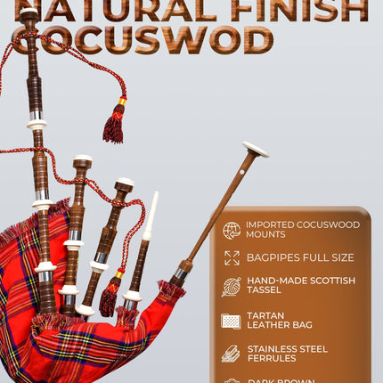 Full Size Rosewood Bagpipe with Box | Royal Stewart