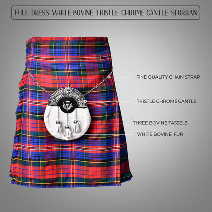 Formal White Bovine Sporran With Targe Leather Cantle