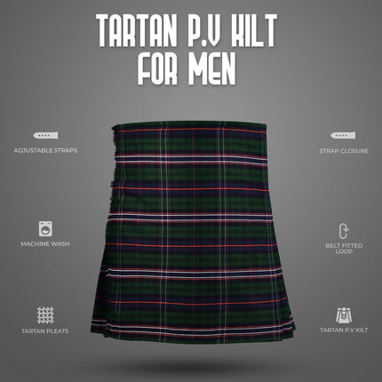 Kilt for Men I Scottish National Tartan Kilt Polyviscose 8 Yard Traditional Men Kilt | Big & Tall