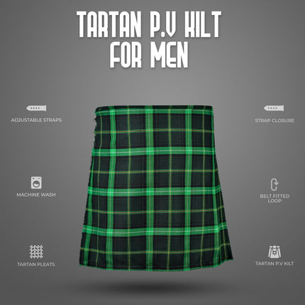 Kilt for Men I Celtic Tartan Kilt Polyviscose 8 Yard Traditional Men Kilt | Big & Tall